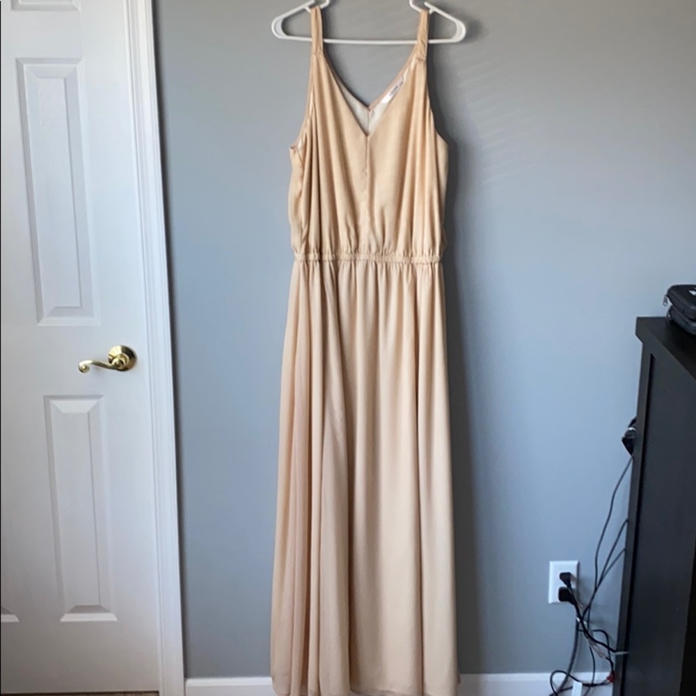 ESHAKTI Plus Size Maxi Dress Gown Beige Neutral